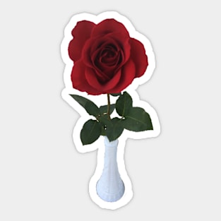 Dark Red Rose in a White Vase Sticker